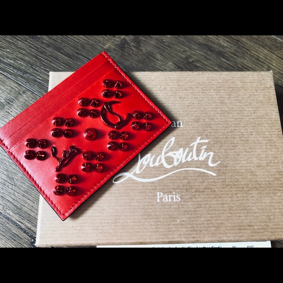 LOUBOUTIN-AUTHENTIC NWT Red Leather Card Holder - Picture 5 of 12